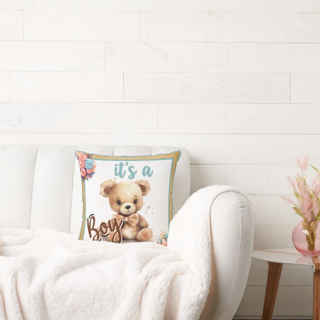 Boho Blue Bear Baby Dusche Kissen (Liege)