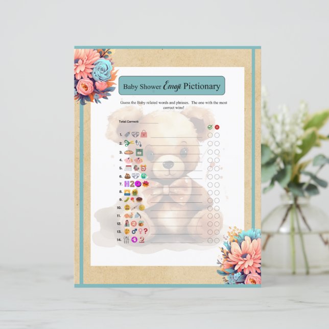 Boho Blue Bear Baby Emoji Game (Stehend Vorderseite)