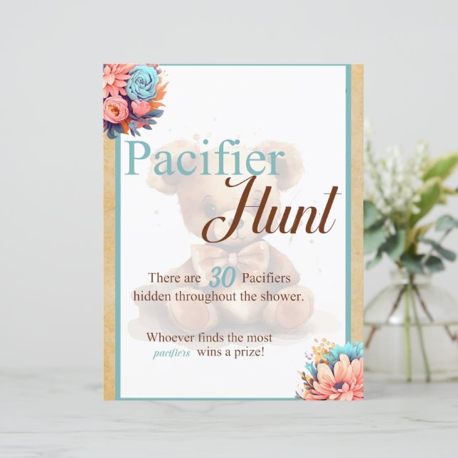 Boho Blue Bear Baby Shower Duck Hunt Game (Stehend Vorderseite)