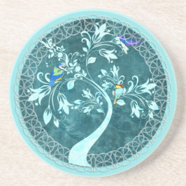 Boho Blue Birds Tree Beverage Coaster Getränkeuntersetzer