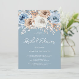 Boho Blue Bohemisch Floral Watercolor Brautparty Einladung