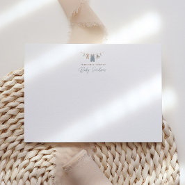 Boho Blue Boy Baby Clothes Baby Shower Dankeskarte