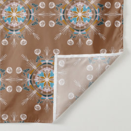 Boho Blue Brown Hand Drawn Mandala Kunstmuseum Wandteppich