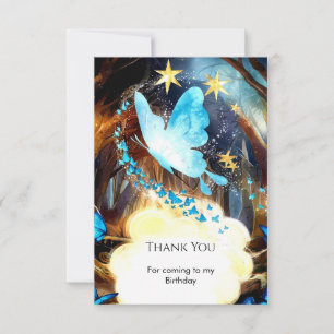 Boho Blue Butterfly Birthday Dankeskarte