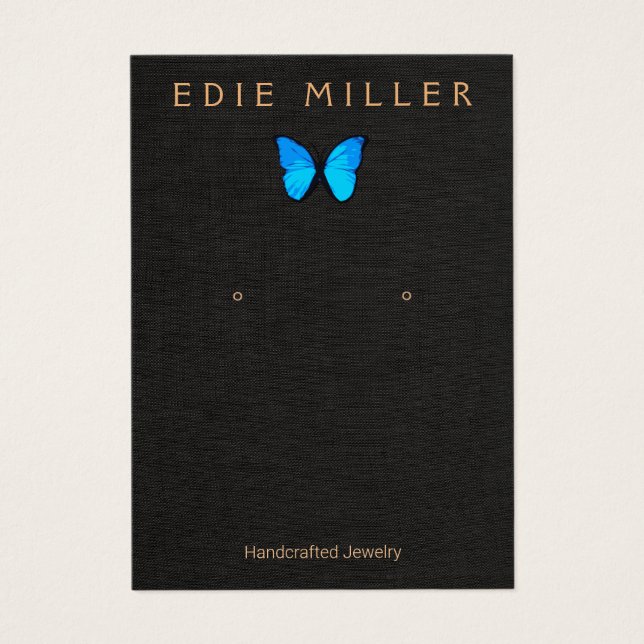 Boho Blue Butterfly Earring Display Card (Vorderseite)
