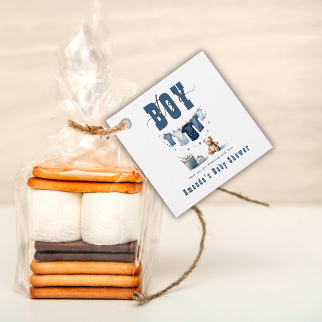 Boho Blue Clothesline Sweet It a Boy Baby Dusche Geschenkanhänger (Von Creator hochgeladen)