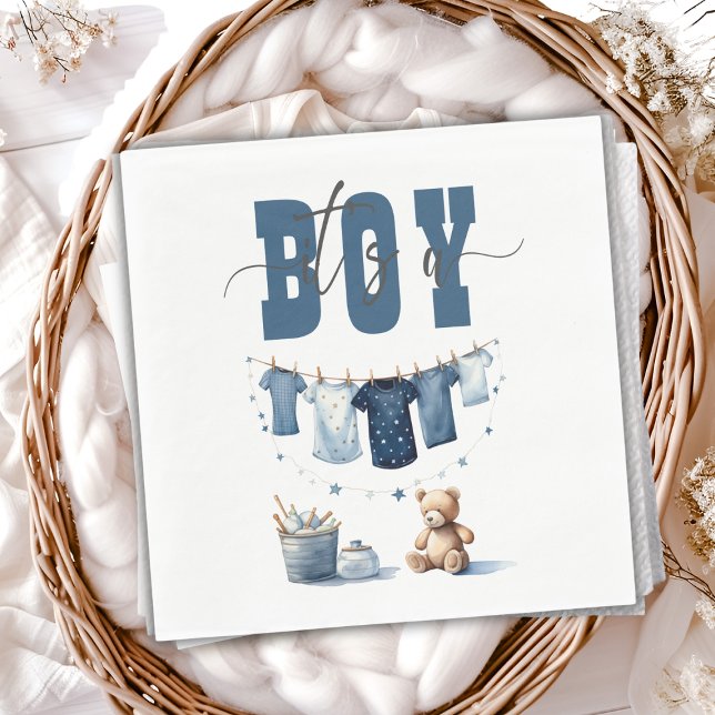 Boho Blue Clothesline Sweet It a Boy Baby Dusche Serviette (Von Creator hochgeladen)