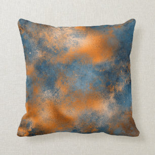 Boho Blue Copper Graphic Abstrakt Kissen