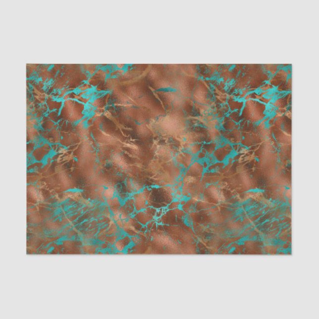 Boho Blue Copper Patina Seidenpapier (Vorderseite)