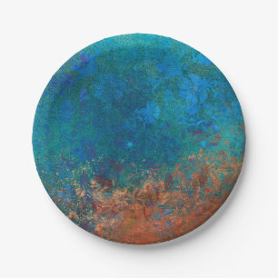 Boho Blue Copper Rustic Pappteller