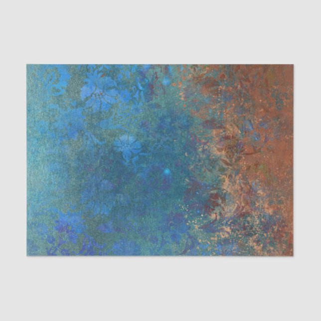 Boho Blue Copper Rustic Seidenpapier (Vorderseite)
