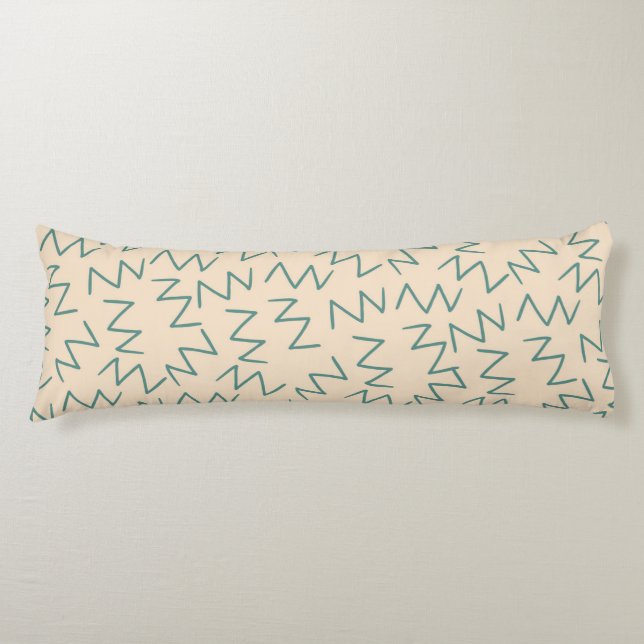 Boho Blue Cream Zig Zag Stylish Seitenschläferkissen (Vorderseite)