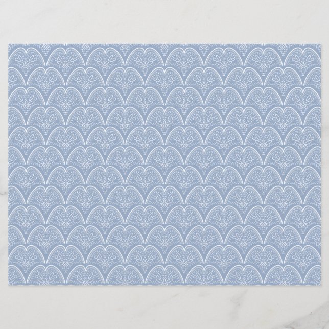 Boho Blue Delicate Muscheln Scrapbook Paper (Vorderseite)