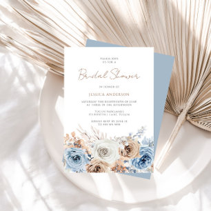 Boho Blue Dusty Blue Bohemisch Floral Brautparty Einladung