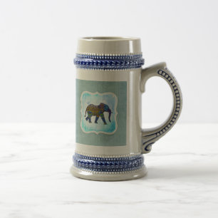 Boho Blue Elephant Bierglas