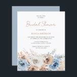 Boho Blue Floral Budget Bridal Dusche Einladung<br><div class="desc">Boho Blue Floral Budget Bridal Dusche Einladung</div>