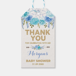 Boho Blue Floral Dreamcatcher Baby Shower Favorite Geschenkanhänger