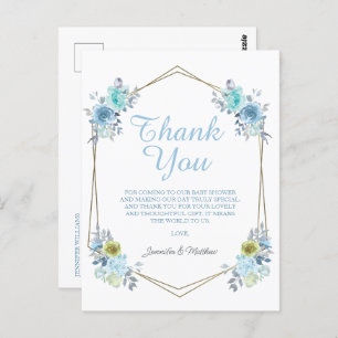 Boho Blue Floral Es ist eine Baby-Dusche Vielen Da Postkarte
