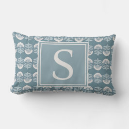 Boho Blue Floral Monogram Cushion Lendenkissen