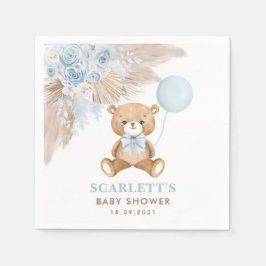 Boho Blue Floral Teddy Bear Baby Boy Dusche Serviette