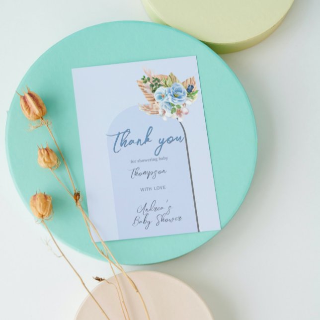 Boho Blue Frame Pampass Grass Oh Boy Baby Dusche Flyer (Von Creator hochgeladen)