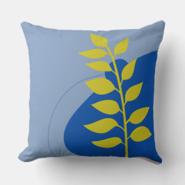 Boho Blue & gelbe Blätter Retro Moderne Kissen