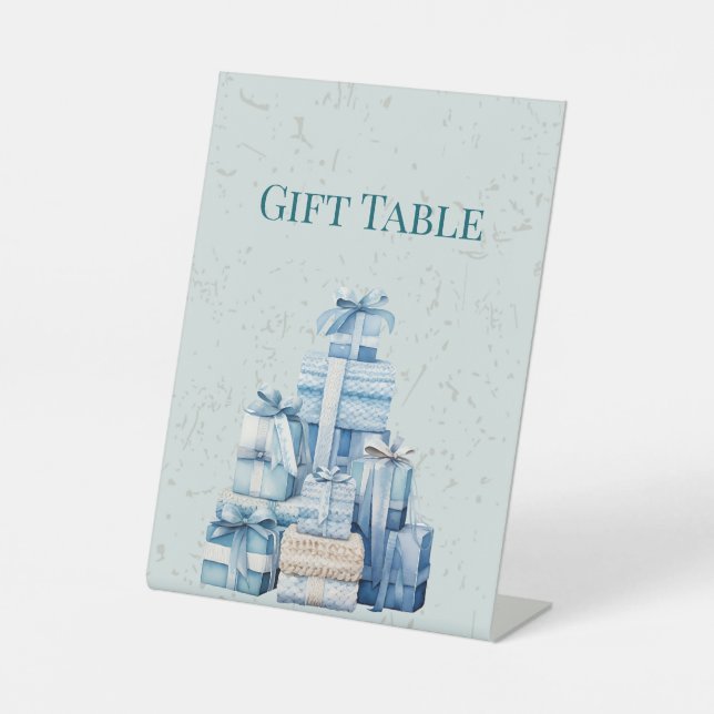 Boho Blue gibt Twin Boys Baby Dusche Sockelschild (Vorderseite)