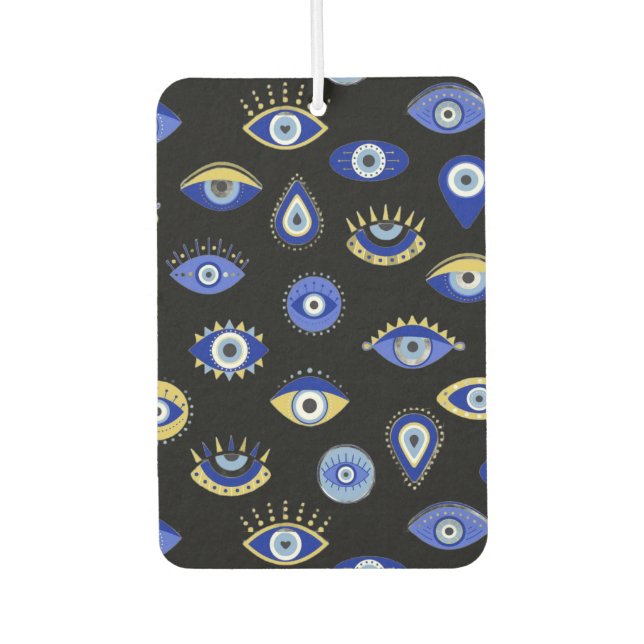 Boho Blue Gold Evil Eyes Air Freshener Autolufterfrischer (Vorderseite)