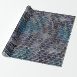 Boho Blue Gold Geschenkpapier