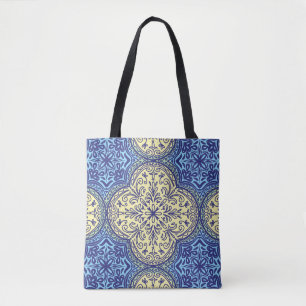Boho Blue & Gold Tile Muster