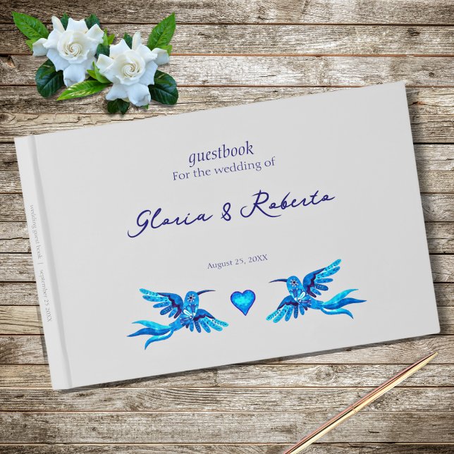 Boho Blue Hummingbird Mexican Wedding Guest Book Gästebuch (Von Creator hochgeladen)