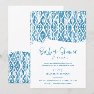 Boho Blue Ikat Baby Shower by Mail Einladung