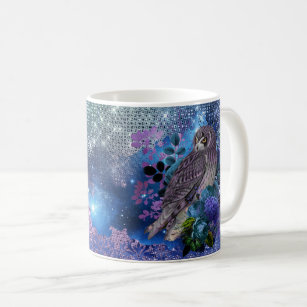Boho Blue Lila Owl Moon Kaffeetasse