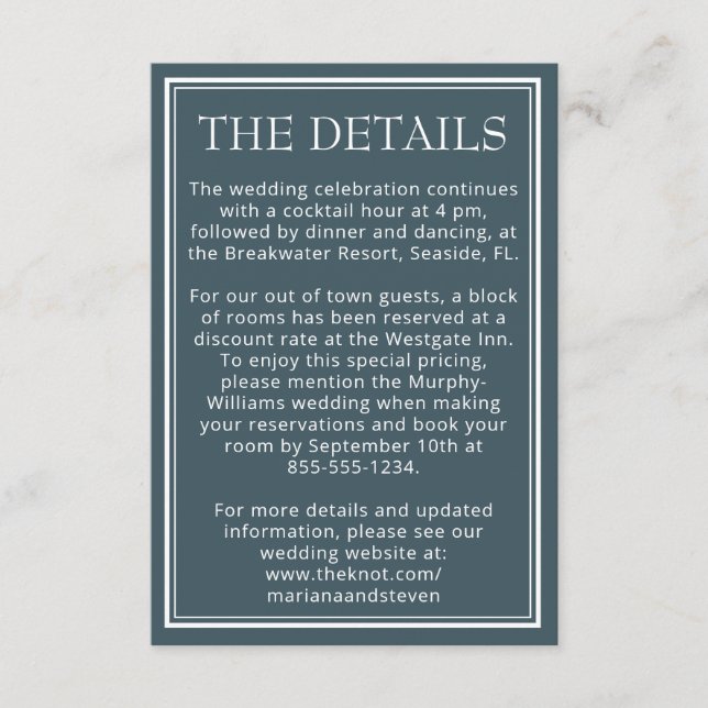 Boho Blue Modern Minimalistisch Begleitkarte (Vorderseite)