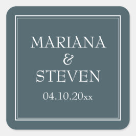 Boho Blue Modern Minimalistisch Quadratischer Aufkleber