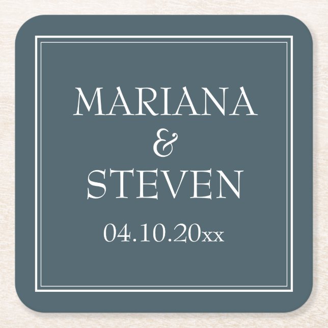 Boho Blue Modern Minimalistisch Rechteckiger Pappuntersetzer (Vorderseite)