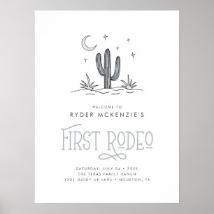 Boho Blue Moderne Jungen Erste Rodeo 1. Geburtstag Poster