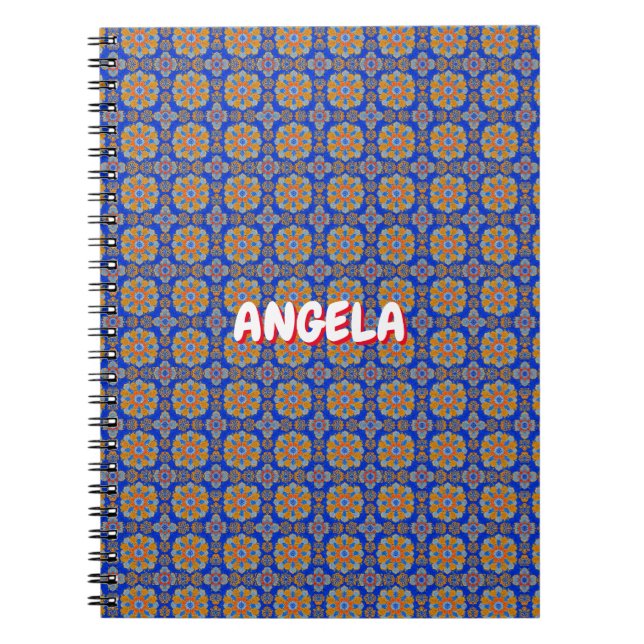 BOHO BLUE ORANGE GEO DESIGN NOTIZBLOCK (Vorderseite)