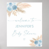 Boho Blue Pampas Grass Baby Dusche Empfang