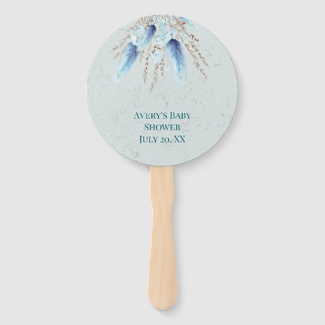 Boho Blue Pampas Grass Fächer (Vorderseite)