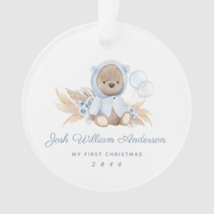Boho Blue Pampas Grass Teddy Bär Akryllische Orna Ornament
