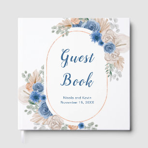 Boho Blue Pampasgras Hochzeitsgästebuch Gästebuch