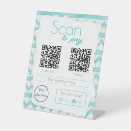Boho blue pattern 2 QR codiert Business Scan Sockelschild