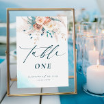 Boho Blue Peach Floral Wedding Tischnummer<br><div class="desc">Erhöhen Sie Ihre Tischdekoration mit unserer Boho Blue Peach Watercolor Floral Wedding Tischnummer! Mit seiner eleganten Schrift und einer lebhaften Palette türkisfarbener, aquamariner und pfirsichfarbener Pflanzen, Pampas-Gras und Rose ist es eine atemberaubende Ergänzung zu Ihrer Strandbühne. Einfach an Ihren Stil angepasst, fügt es jeder Tischeinstellung eine persönliche Touch hinzu. Sowohl...</div>