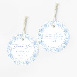 Boho Blue Porcelain Floral Wedding Vielen Dank Geschenkanhänger