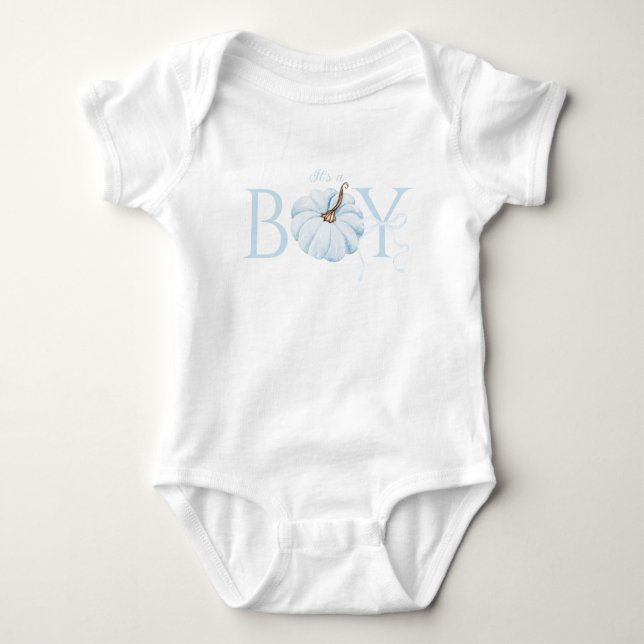 Boho Blue Pumpkin Es ist eine Baby-Dusche Baby Strampler (Vorderseite)
