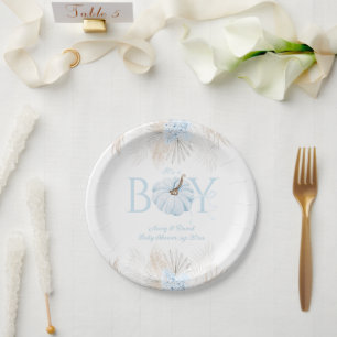 Boho Blue Pumpkin Es ist eine Baby-Dusche Pappteller