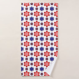 Boho Blue Purple Red Flowers Bath Towel Badehandtuch