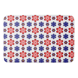Boho Blue Purple Red Flowers Large Bath Mat Badematte