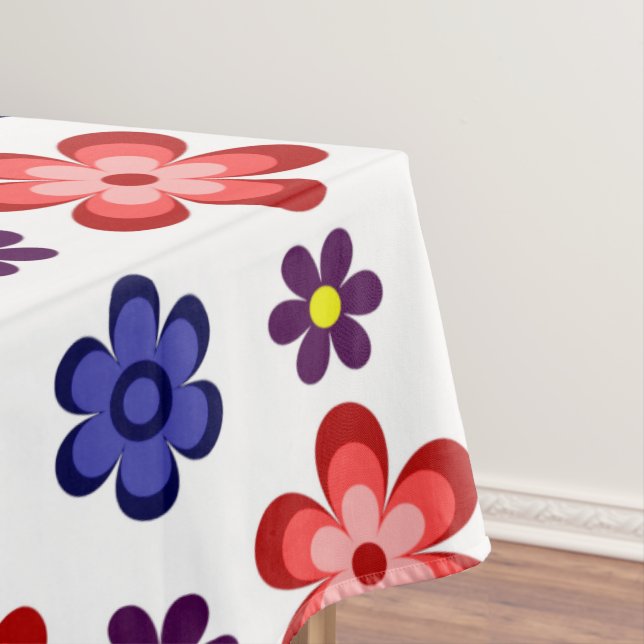 Boho Blue Purple Red Flowers Large Tablecloth Tischdecke (Beispiel)